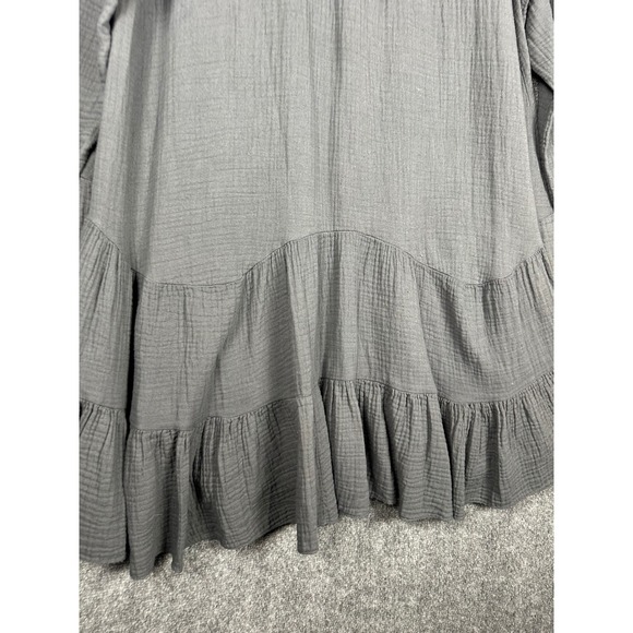 Tendencies Gauze Dress Womens One Size Grey Tiered Babydoll Mini Made in Italy - Picture 12 of 13